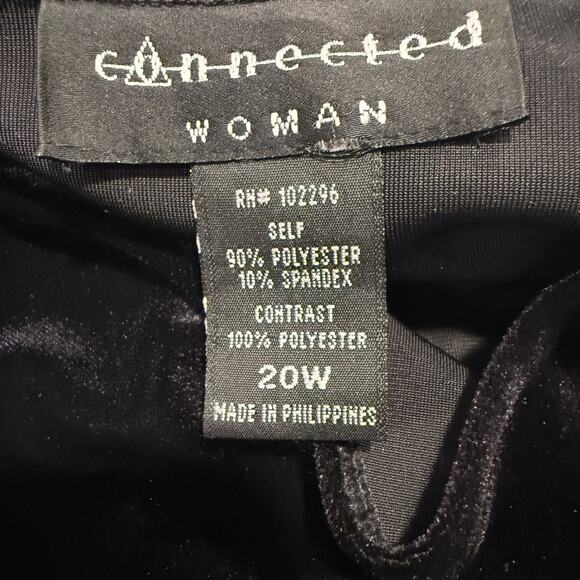 Black Velvet 3/4 Sleeve Wrap V Neck Midi Dress 20W Whimsigoth Holiday Party Glam - Picture 5 of 7